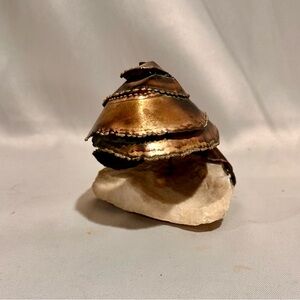 Mid-Century Brutalist Decorative Copper and Stone Abstract Mushroom Sculpture-4”